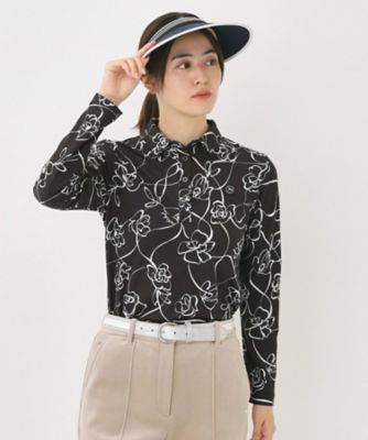 adabat/アダバット 裏起毛ドローイングフラワー長袖ポロシャツ(2002539366) クロ119 スポーツウェア【三越伊勢丹/公式】