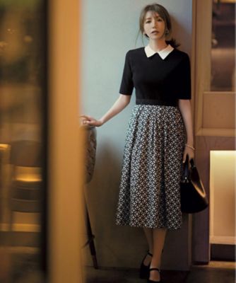 ＜DRESSTERIOR (Women)＞【美人百花／モデル美香着用】オーバーラップバイカラーニットコンビワンピース（２００２５３９４４８）