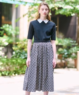 美人百花／モデル美香着用】オーバーラップバイカラーニット