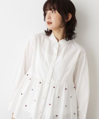 ＜Dessin (Women)＞【洗える／インド製】ビーズ刺繍ペプラムブラウス（２００２５３９６９０）