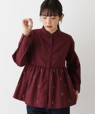 洗える／インド製】ビーズ刺繍ペプラムブラウス（2002539690
