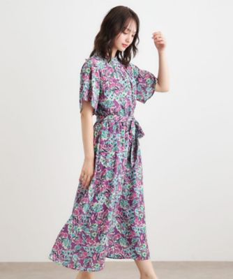 ローラアシュレイ 小花柄ワンピース Aライン リボン 13号