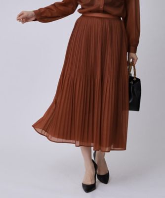 ＜COUP DE CHANCE (Women)＞【手洗い可／ウエストゴム】デニム柄プリントのプリーツスカート（２００２５３９７５５）