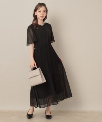 二の腕カバー・楽ちん・通勤】シフォンプリーツワンピース