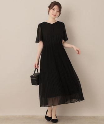 【二の腕カバー・楽ちん・通勤】シフォンプリーツワンピース 42(LL) 二の腕カバー・楽ちん・通勤】シフォンプリーツワンピース