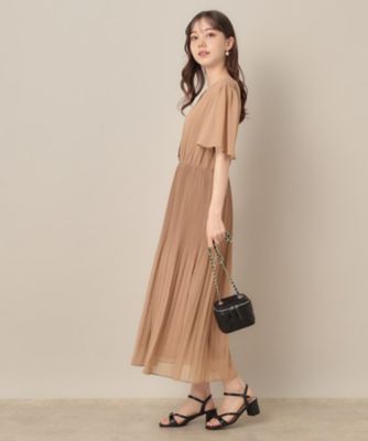 【二の腕カバー・楽ちん・通勤】シフォンプリーツワンピース 42(LL) 二の腕カバー・楽ちん・通勤】シフォンプリーツワンピース