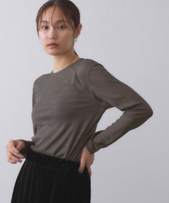 OPAQUE.CLIP (Women)/オペークドットクリップ シアーラウンドネックカットソー(2002540305) グレー014 トップス【三越伊勢丹/公式】