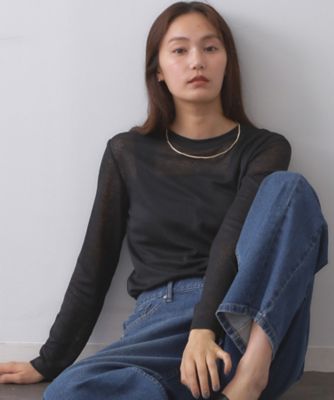 OPAQUE.CLIP (Women)/オペークドットクリップ シアーラウンドネックカットソー(2002540305) クロ019 トップス【三越伊勢丹/公式】