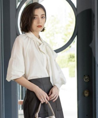 BAILA掲載》2WAYシアーボウタイブラウス【洗濯機洗い可