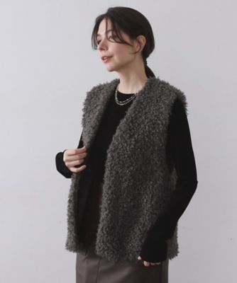 OPAQUE.CLIP (Women)/オペークドットクリップ カーリーフェイクファーベスト(2002540307) グレー014 コート・ジャケット【三越伊勢丹/公式】