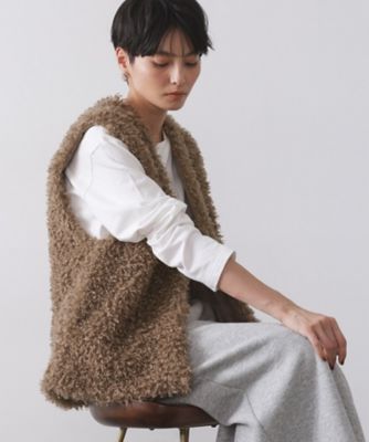 カーリーフェイクファーベスト【洗濯機OK