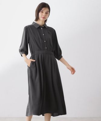 5分袖シャツワンピース【接触冷感／防シワ／吸水速乾／UVケア