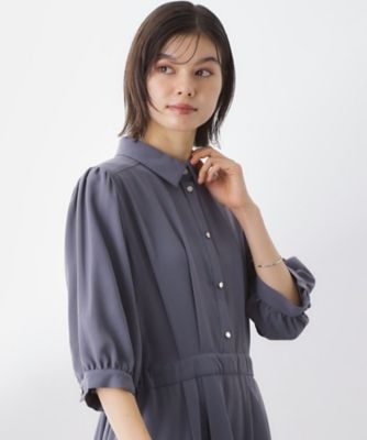 5分袖シャツワンピース【接触冷感／防シワ／吸水速乾／UVケア