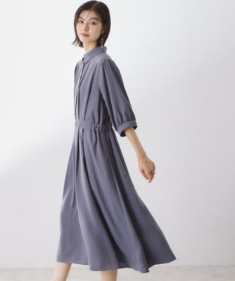 5分袖シャツワンピース【接触冷感／防シワ／吸水速乾／UVケア