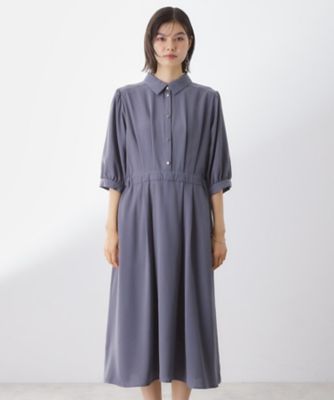 5分袖シャツワンピース【接触冷感／防シワ／吸水速乾／UVケア