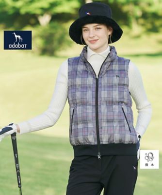 ADABAT NAVY】【撥水】グレンチェック中綿ベスト