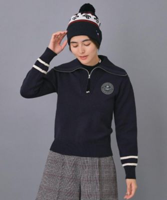 アダバットレディース秋冬物ハーフジップベストM ADABAT NAVY】ハーフジップワイドカラーニット