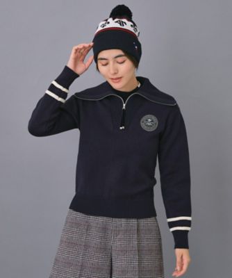 ADABAT NAVY】ハーフジップワイドカラーニット