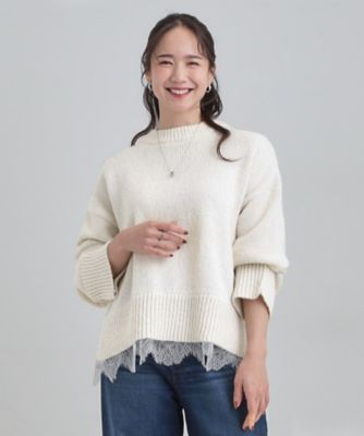 美品♡近年♡ルネ レース ボリュームスリーブ ニット ホワイト 34 レースラメニット（2002540627） | SHOO LA RUE (Women