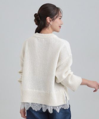 S－LL】インせず着られる 裾レースラメニット