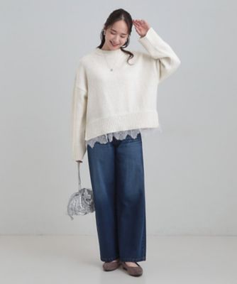 美品♡近年♡ルネ レース ボリュームスリーブ ニット ホワイト 34 レースラメニット（2002540627） | SHOO LA RUE (Women