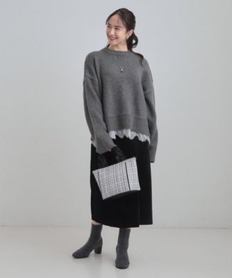♡新品 裾レースＡラインニット♡2 前後2WAY】レースニットプルオーバー（51136505） | Rose
