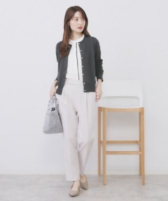 ビジュークルーネックカーディガン【洗濯機OK】《7col／XS