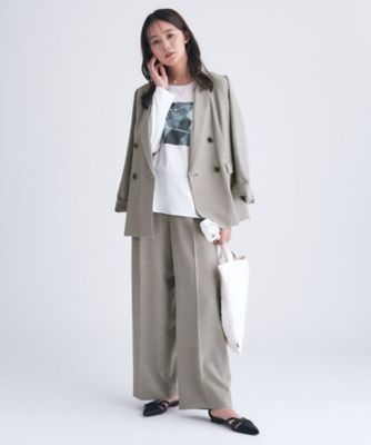 洗える／セットアップ可能】凹凸ストレッチ素材ダブルジャケット