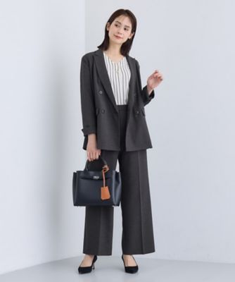 洗える／セットアップ可能】凹凸ストレッチ素材ダブルジャケット