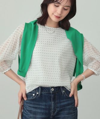 yori ヨリ　フロッキードット ブラウス フロッキードット丸襟Tee | all item| yori