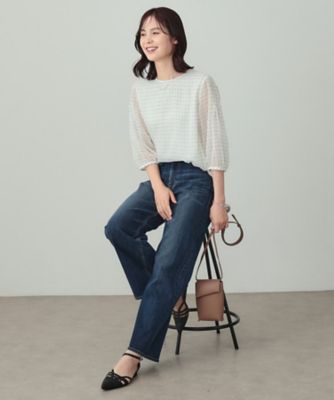 yori ヨリ　フロッキードット ブラウス フロッキードット丸襟Tee | all item| yori