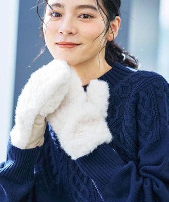 ＜Dessin (Women)＞フェイクファー　ミトン（２００２５４０９４２）