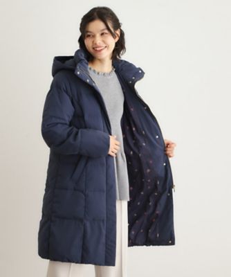 ローラアシュレイ　大きめサイズ13　XL　ダウンコート　ラクーンファー　黒　美品 ダウン使用／同柄アイテムあり】ライリー バタフライズ柄ロングダウン