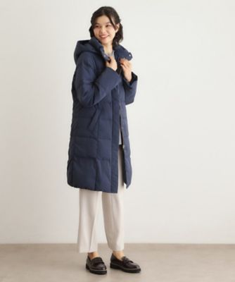 ★LAURA ASHLEY★2 L★紺ダウンコート★裾フリル★ダウン81%★素敵 ダウン使用／同柄アイテムあり】ライリー バタフライズ柄ロングダウン