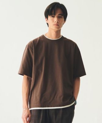 楊柳フェイクレイヤード半袖Tシャツ 【吸水速乾／毛玉になりにくい