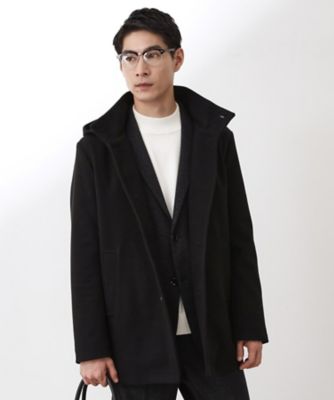 THE SHOP TK (Men)/ザ ショップ ティーケー ON/OFF対応 ウーリック スタンド メルトンコート【洗濯機OK/フード取外し可】(2002541110) クロ019 コート・ジャケット【三越伊勢丹/公式】