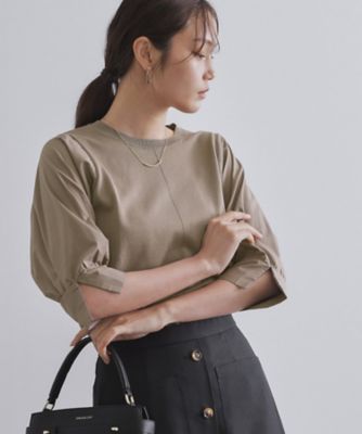 【SALE】OPAQUE.CLIP (Women)/オペークドットクリップ ドッキングスリーブニット【洗濯機洗い可/抗ピル】(2002541123) ベージュ054 トップス【三越伊勢丹/公式】