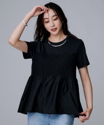meer. メーア　ヘムシャーリングTシャツ コットン100／洗える／Tシャツ】シャーリングドッキング