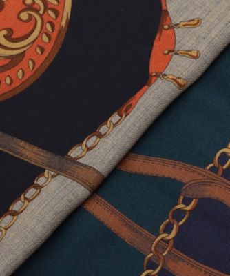 新品未使用★マンテロ シルクリバーシブルストール 茶系＆深緑 ペイズリー 男女◎ リバーシブル】プリントストール（2002541186