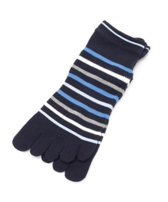 adabat/アダバット 5本指ボーダーショートソックス(2002541292) アオ394 スポーツウェア【三越伊勢丹/公式】