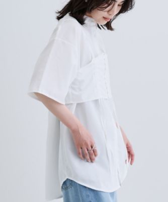 【一部店舗限定】ベアトップ付き半袖ワイドシャツ（２００２５４１３９９）