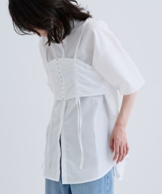 【一部店舗限定】ベアトップ付き半袖ワイドシャツ（２００２５４１３９９）