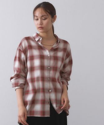 OPAQUE.CLIP (Women)/オペークドットクリップ オンブレチェックシャツ(2002541598) アカ263 トップス【三越伊勢丹/公式】