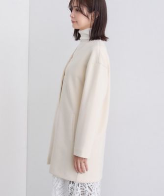 秋／軽羽織り】ノーカラーミドル丈ライトコート