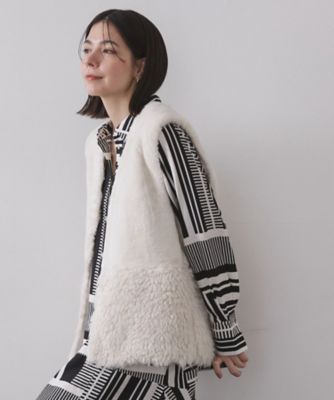 フェイクファー×フェイクボアドッキングジレ【洗濯機OK