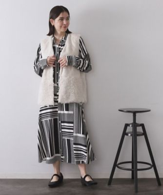 フェイクファー×フェイクボアドッキングジレ【洗濯機OK