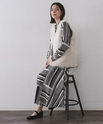 フェイクファー×フェイクボアドッキングジレ【洗濯機洗い可