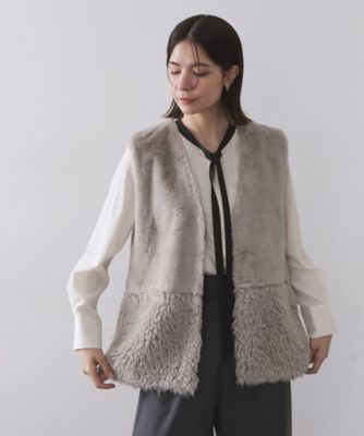 OPAQUE.CLIP (Women)/オペークドットクリップ フェイクファー×フェイクボアドッキングジレ(2002541694) グレー012 コート・ジャケット【三越伊勢丹/公式】