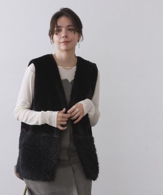 OPAQUE.CLIP (Women)/オペークドットクリップ フェイクファー×フェイクボアドッキングジレ(2002541694) クロ019 コート・ジャケット【三越伊勢丹/公式】