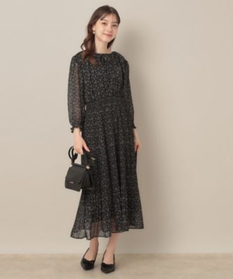 クチュールブローチ　花柄ワンピース　Lサイズ 小花柄ティアードワンピース（マキシ・ロングワンピース